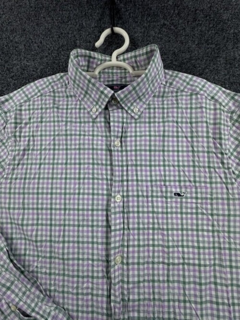 Vineyard Vines Flannel Green Purple Soft Button-Down Classic Fit Tucker Medium